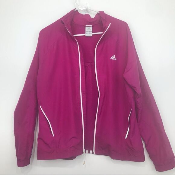 Adidas Magenta Pink White Stripe Vented Zip Up Track Jacket - Picture 2 of 15